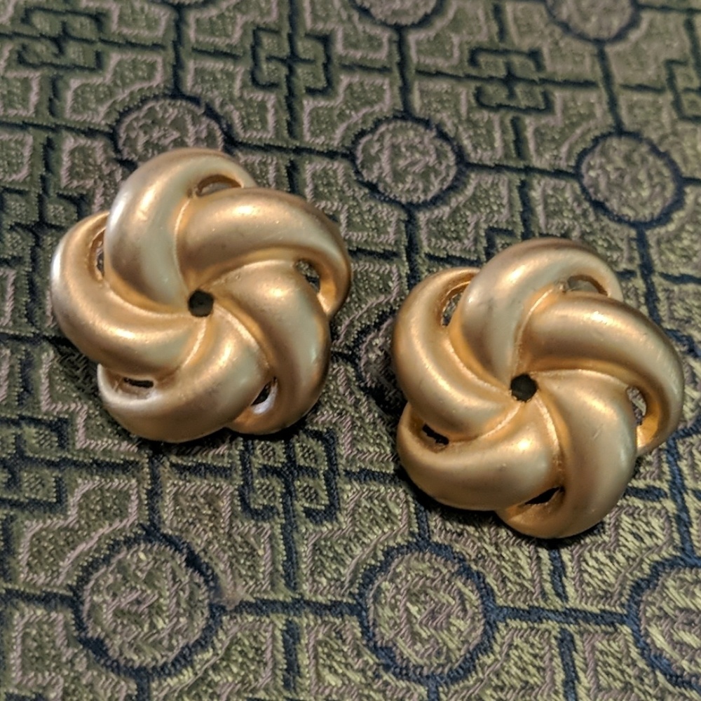 Matte gold earrings pierced not clip